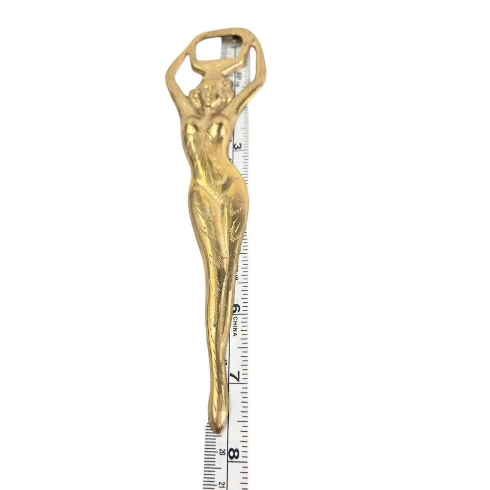 Vintage 50s Indian Ethnic Lady Brass Bottle Opener Nude Figure‎ Collectable